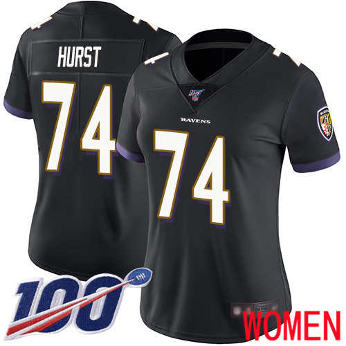 Baltimore Ravens Limited Black Women James Hurst Alternate Jersey NFL Football 74 100th Season Vapor Untouchable